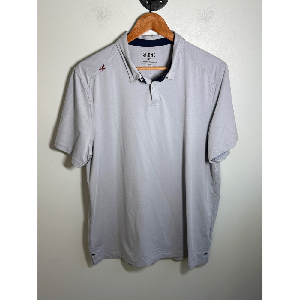 Rhone Commuter Polo Shirt Mens Large L Gray Short Sleeve Performance Golf Pique